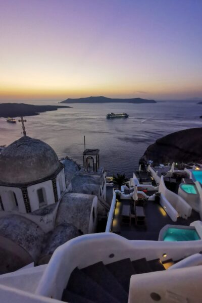 Erster Sonnenuntergang vom Hotel aus