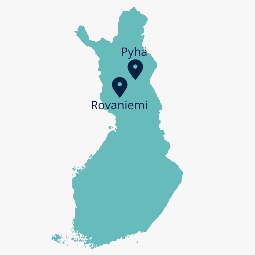 Karte von Finnland mit den schönsten Regionen Lapplands